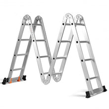 Load image into Gallery viewer, 15.5&#39; 16-Step Multi Purpose Aluminum Folding Scaffold Ladder
