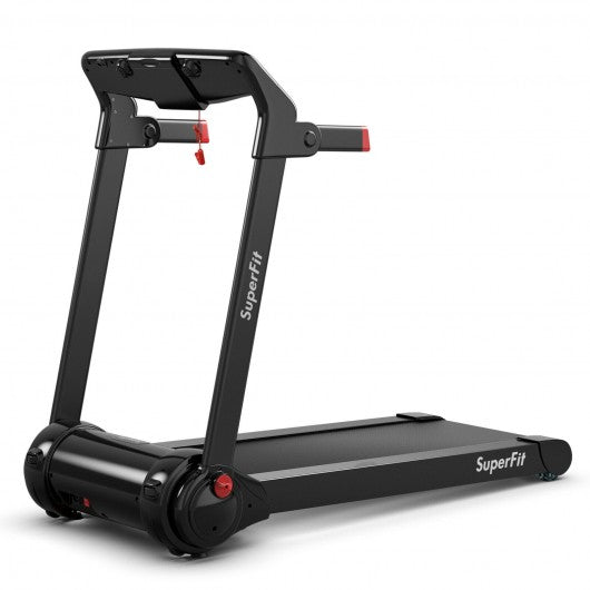 3HP Folding Electric Treadmill Running Machine with Bluetooth Speaker-Red