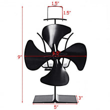 Load image into Gallery viewer, 4 Blades Fireplace Stove Fan Fuel Saving Eco USB
