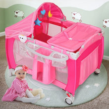 Load image into Gallery viewer, Foldable Baby Crib Playpen w/ Mosquito Net and Bag-Pink
