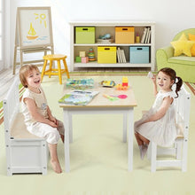 Load image into Gallery viewer, 4 PCS Kids Wood Table Chairs Set -Natural
