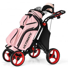 Load image into Gallery viewer, Lightweight Foldable Collapsible 4 Wheels Golf Push Cart-Red

