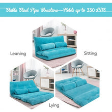 Load image into Gallery viewer, 6-Position Adjustable Sleeper Lounge Couch with 2 Pillows-Blue
