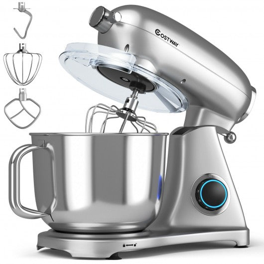 7 Quart 800W 6-Speed Electric Tilt-Head Food Stand Mixer-Silver