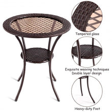 Load image into Gallery viewer, Round Rattan Wicker Coffee Table with Lower Shelf
