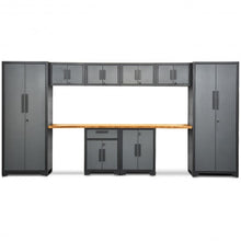 Load image into Gallery viewer, 10 pcs Garage Storage Cabinet Set with Bamboo Worktop
