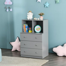 Load image into Gallery viewer, 3 Drawer Dresser with Cubbies Storage Chest for Bedroom Living Room-Gray

