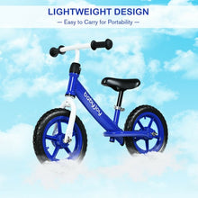 Load image into Gallery viewer, 12&quot; Kids Balance No-Pedal Ride Pre Learn Bike with Adjustable Seat-Blue
