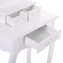 Load image into Gallery viewer, Compact Vanity Makeup Dressing Table Stool Set White
