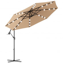 Load image into Gallery viewer, 10 Inch Patio Hanging Solar LED Umbrella Sun Shade with Cross Base-Beige
