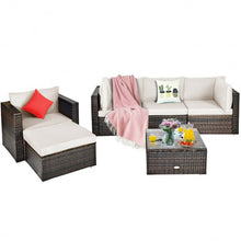 Load image into Gallery viewer, 6 Pcs Patio Rattan Furniture Set with Sectional Cushion-White
