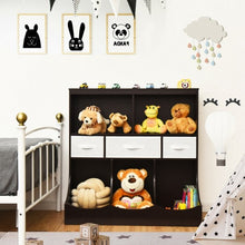 Load image into Gallery viewer, Freestanding Combo Cubby Bin Storage Organizer Unit W/3 Baskets-Brown
