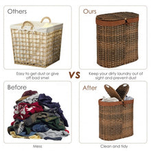 Load image into Gallery viewer, Handwoven Laundry Hamper Basket with 2 Removable Liner Bags-Brown
