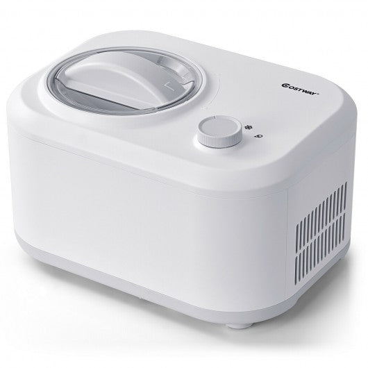 1.1 QT Ice Cream Maker Automatic Frozen Dessert Machine with Spoon-White