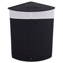 Load image into Gallery viewer, Corner Bamboo Hamper Laundry Basket-Black
