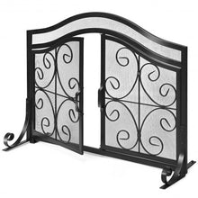 Load image into Gallery viewer, Fireplace Screen with Hinged Magnetic Two-doors Flat Guard
