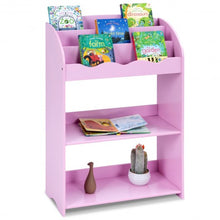 Load image into Gallery viewer, 3-Tier Kids Bookshelf Magazine Storage Bookcase -Pink
