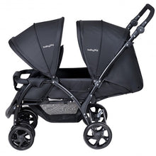 Load image into Gallery viewer, Foldable Lightweight Front Back Seats Double Baby Stroller-Black
