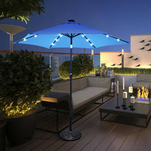 Load image into Gallery viewer, 9&#39; Solar LED Lighted Patio Market Umbrella Tilt Adjustment Crank Lift -Blue
