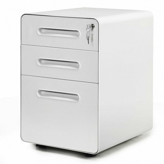 3-Drawer Mobile File Cabinet with Anti-tilt Mechanism Legal-White