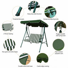 Load image into Gallery viewer, Loveseat Cushioned Patio Steel Frame Swing Glider -Green
