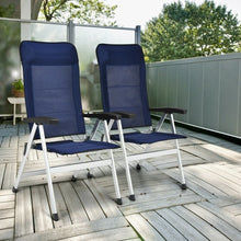 Load image into Gallery viewer, 2Pcs Patio Dining Chair with Adjust Portable Headrest-Blue
