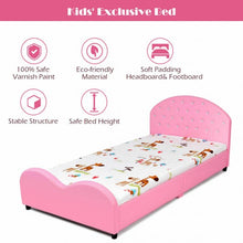 Load image into Gallery viewer, Kids Children PU Upholstered Platform Wooden Princess Bed
