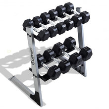 Load image into Gallery viewer, 2 Tier 29&quot; Dumbbell Weight Storage Rack + Multiple Weights Set
