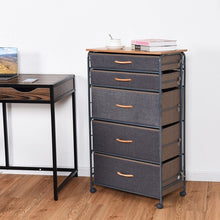 Load image into Gallery viewer, 5-Drawer Fabric Metal Frame Dresser Storage Organizer with Wheel
