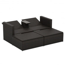 Load image into Gallery viewer, 3 pcs Outdoor Rattan Wicker Chaise Lounge Love Seat
