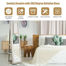 Load image into Gallery viewer, 360? Rotatable Armoire 2-in-1 Lockable Mirrored Jewelry Cabinet-White
