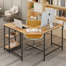 Load image into Gallery viewer, L-Shaped Computer Workstation Corner Desk with Shelves
