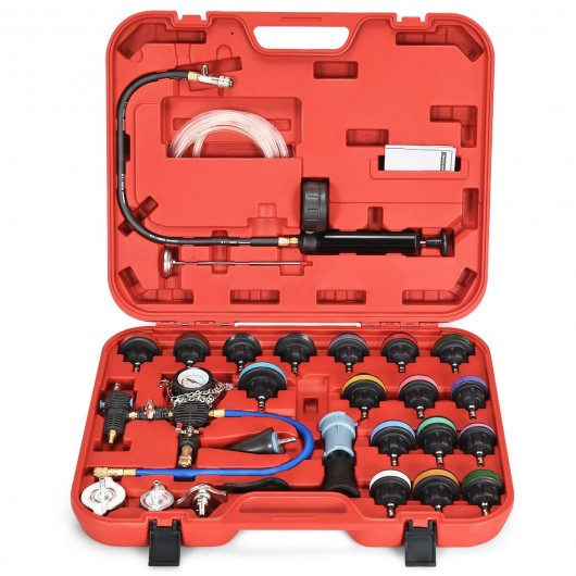 28 pcs Pressure Tester Vacuum-Type Cooling System Refill Kit-Red