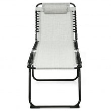 Load image into Gallery viewer, Folding Heightening Design Beach Lounge Chair with Pillow for Patio-Gray
