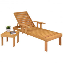 Load image into Gallery viewer, Patio Side Deck Wood Chaise Sun Lounger
