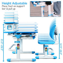 Load image into Gallery viewer, Height Adjustable Kids Desk and Chair Set-Blue

