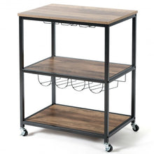 Load image into Gallery viewer, 3-Tier Metal Frame Rolling Kitchen Island Trolley Cart-Natural
