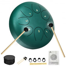 Load image into Gallery viewer, 10&quot; Steel Tongue Drum 8 Notes Handpan Drum-Green
