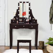 Load image into Gallery viewer, Dimmable Bulbs Touch Switch Vanity Dressing Table Set with Removable Box-Coffee
