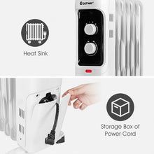Load image into Gallery viewer, 1500W Oil Filled Portable Radiator Space Heater with Adjustable Thermostat-White

