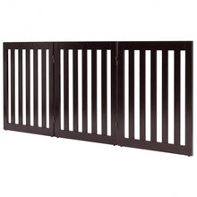 Load image into Gallery viewer, 24&#39;&#39; Folding Standing 3 Panels Wood Pet Fence-Brown
