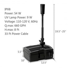 Load image into Gallery viewer, All-in One 660 GPH Pond Filter 9W UV Sterilizer with Pump Fountain Kits
