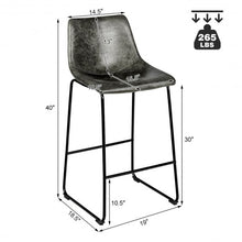 Load image into Gallery viewer, Set of 2 Bar Stool Faux Suede Upholstered Chair-Gray
