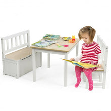 Load image into Gallery viewer, 4 PCS Kids Wood Table Chairs Set -Natural

