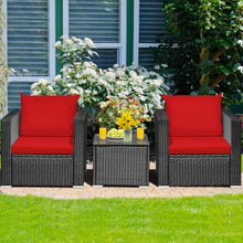Load image into Gallery viewer, 3 Pcs Patio wicker Furniture Set with Cushion-Red
