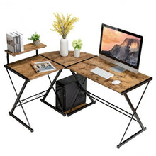 Load image into Gallery viewer, L-Shaped Desk Reversible Corner Computer Desk with Movable Shelf &amp; CPU Stand-RB
