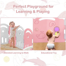 Load image into Gallery viewer, 18-Panel Baby Playpen with Music Box &amp; Basketball Hoop-Pink
