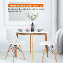 Load image into Gallery viewer, 2 Pcs Modern Plastic Hollow Chair Set with Wood Leg-White
