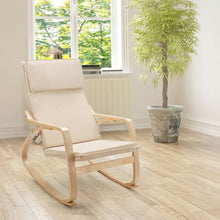 Load image into Gallery viewer, Modern Bentwood Rocking Chair Fabric Upholstered Relax Rocker Lounge Chair-Beige
