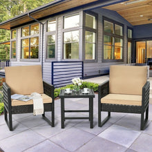 Load image into Gallery viewer, 3Pcs Patio Rattan Bistro Cushioned Furniture Set
